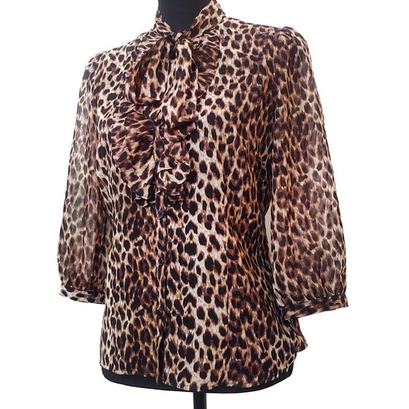 Leopard Chiffon Blouse - Picture 1 of 4